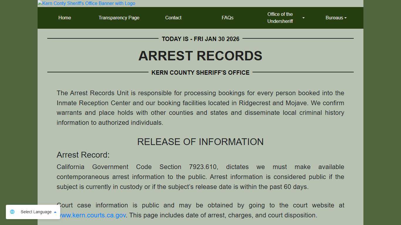 Arrest Records KCSO